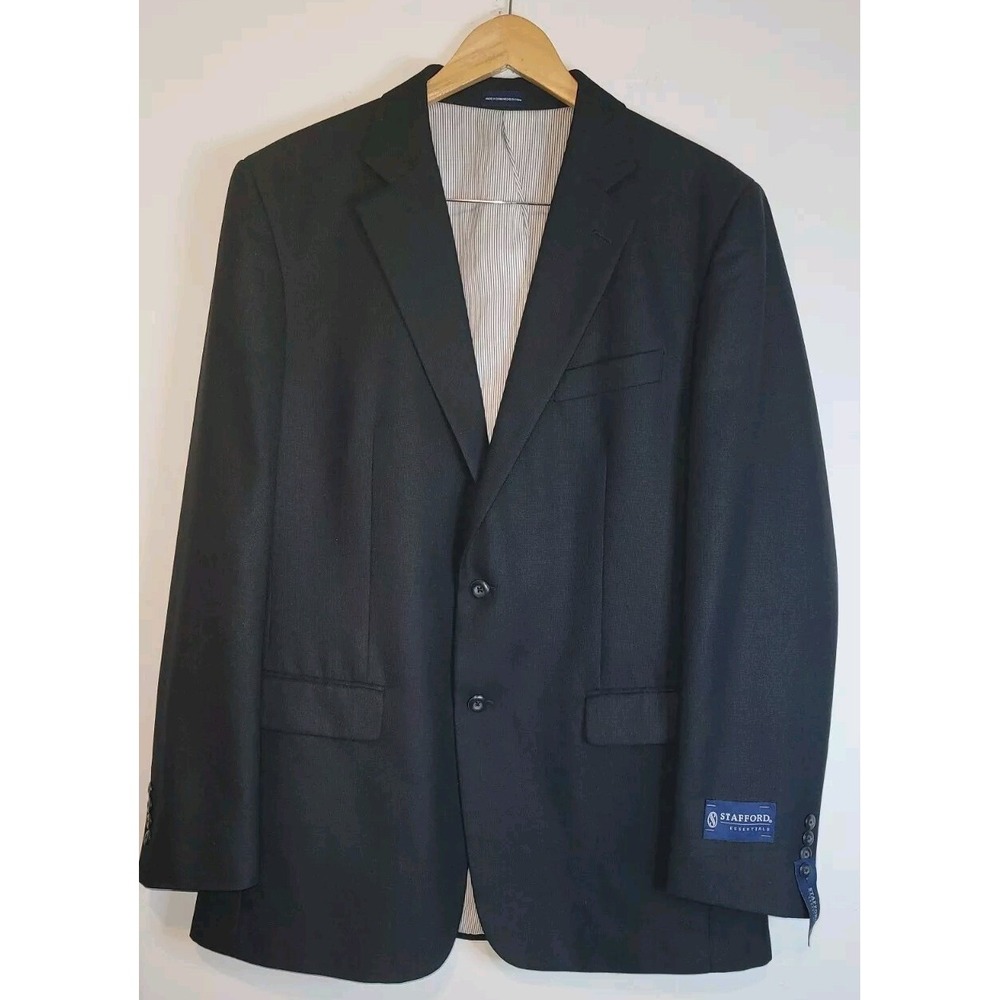 STAFFORD Mens Blazer Sport Coat‎ Casual Jacket 42L Classic Black NWT $160